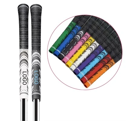 Hot Sell Custom Logó szabványos golfmarkolatok csúszásmentes kivitelben, színes félzsinóros golfmarkolatok